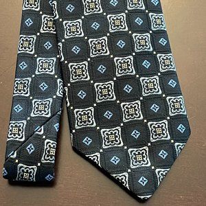 ROBERT TALBOTT Best of Class Silk Necktie Designer Geometric Blue/Black
